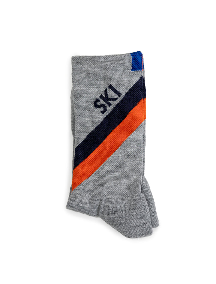 diagonal stripe ski socks in grey