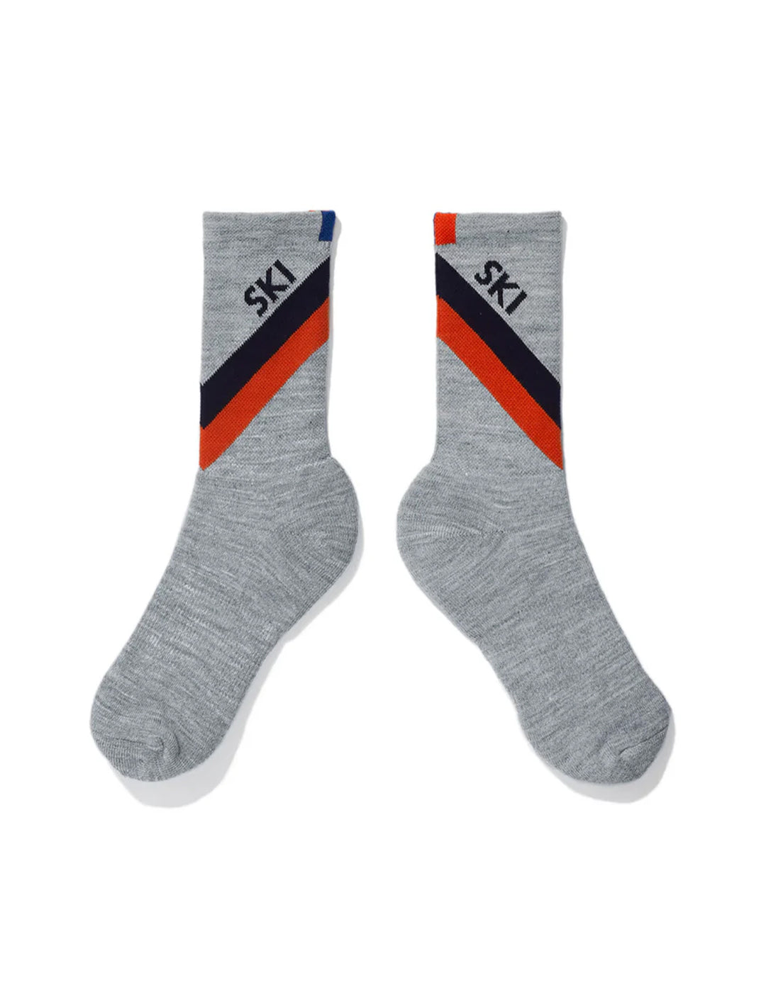 diagonal stripe ski socks in grey