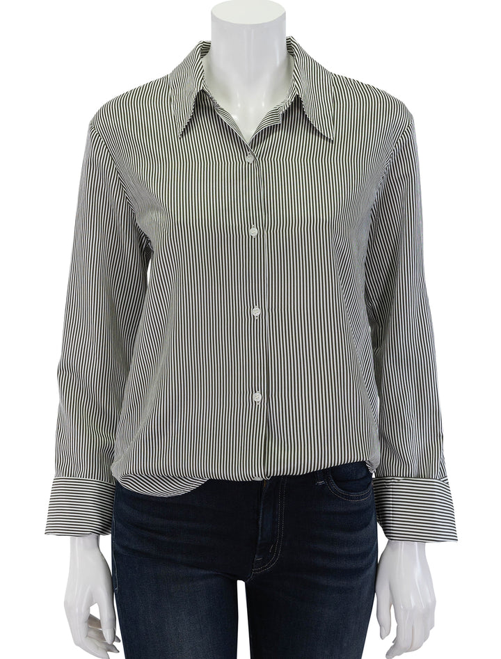 Front view of Citizens of Humanity's camilia shirt in venetian stripe.