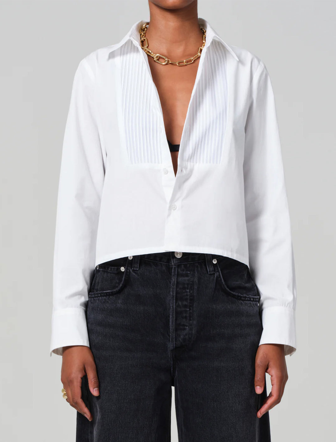 fino cropped tuxedo in white