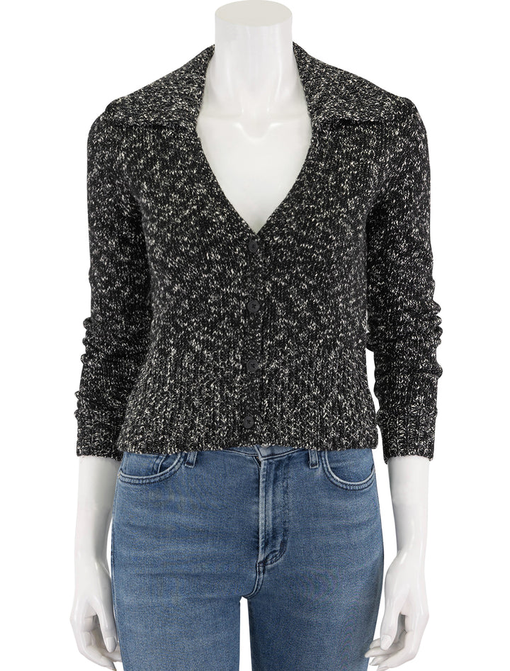 marl collared cardigan in black