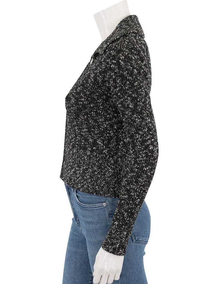 marl collared cardigan in black