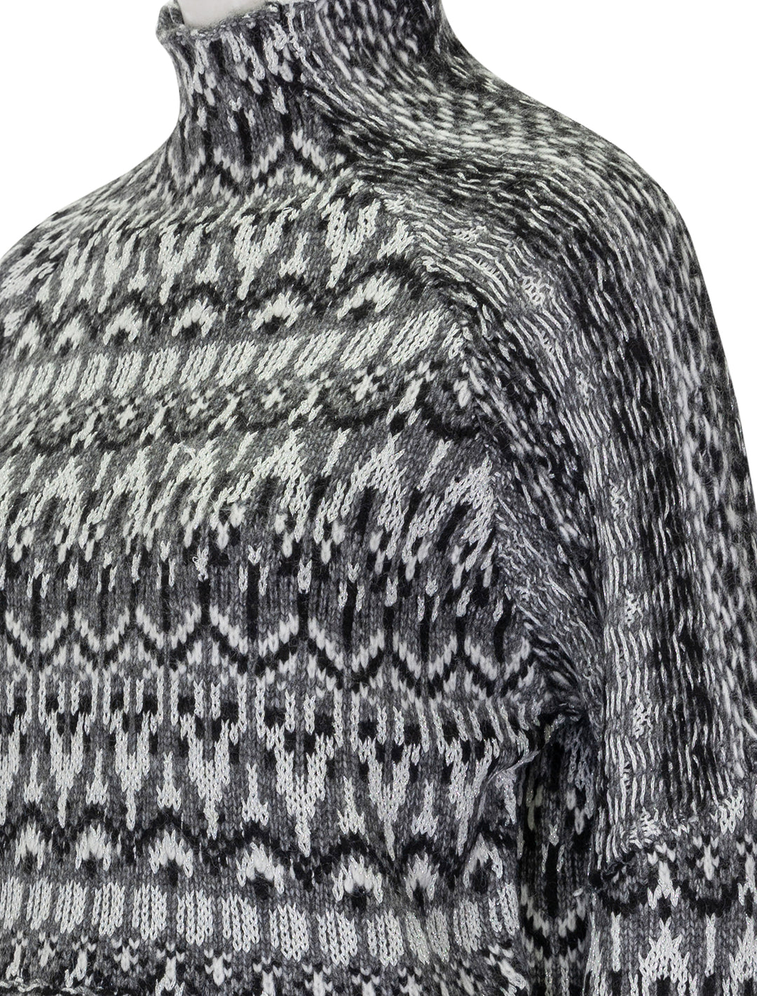 Close-up view of Steve Madden's indie sweater in charcoal.