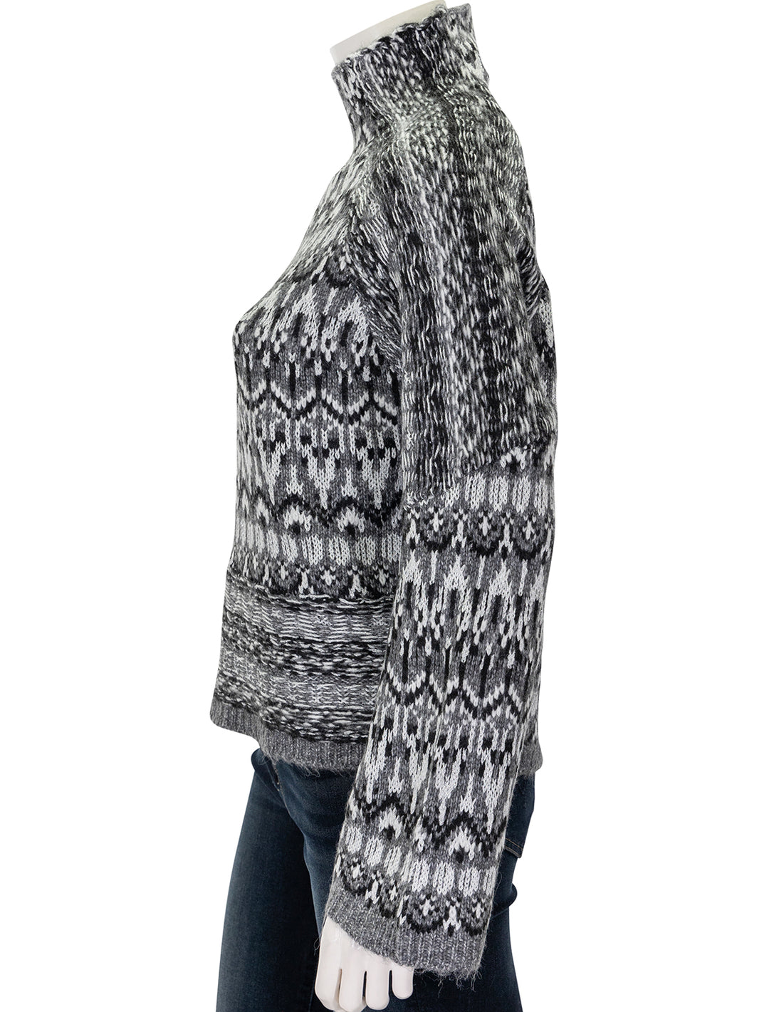 Side view of Steve Madden's indie sweater in charcoal.