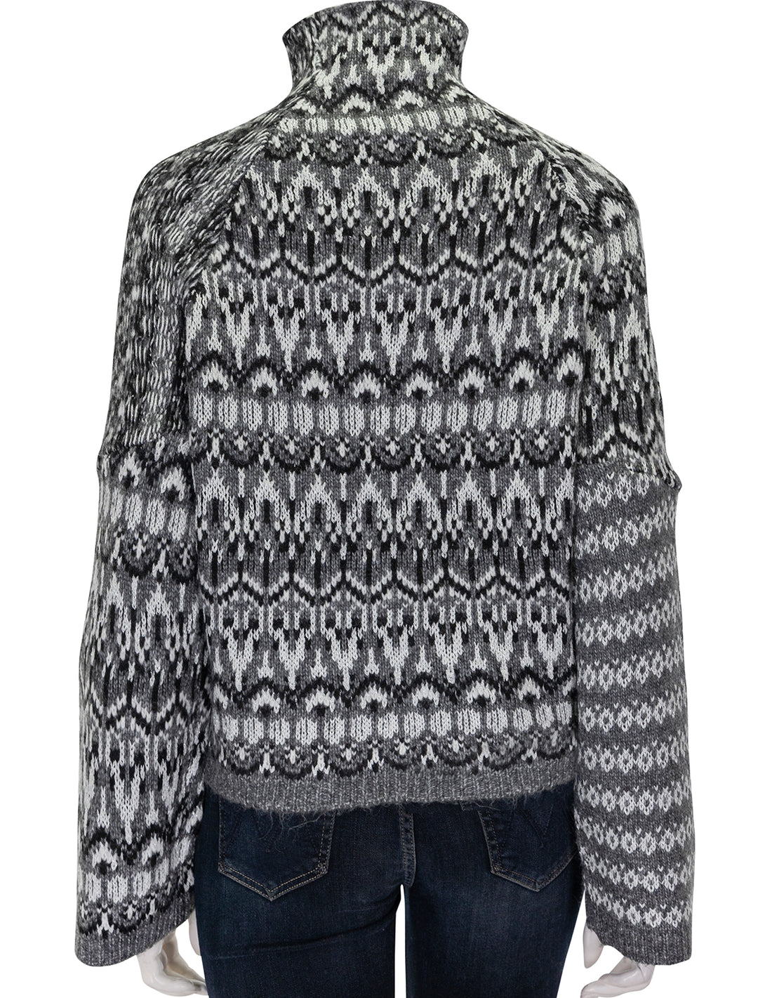 Back view of Steve Madden's indie sweater in charcoal.