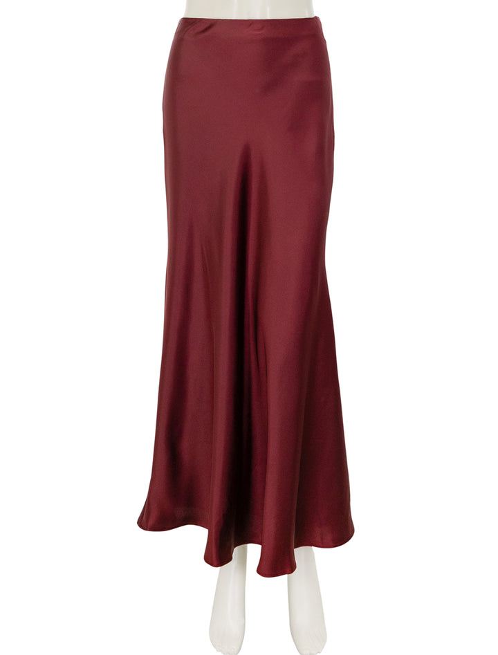 Front view of Steve Madden's jeannie skirt in cabernet.