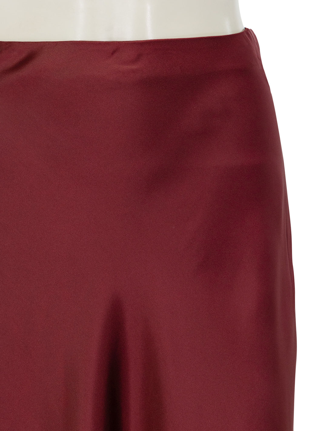 Close-up view of Steve Madden's jeannie skirt in cabernet.