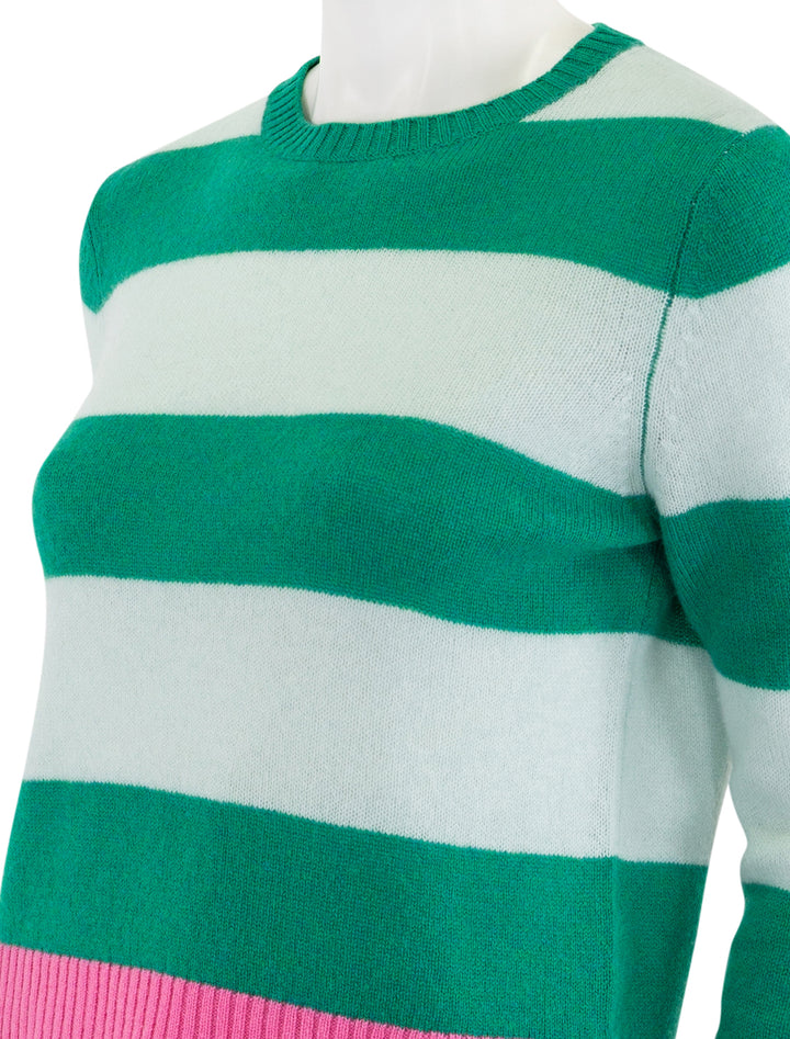 contrast stripe crew in emerald and azalea