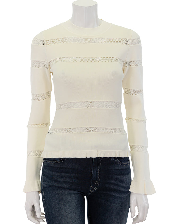 Front view of Sea NY's devon knit long sleeve top in cream.