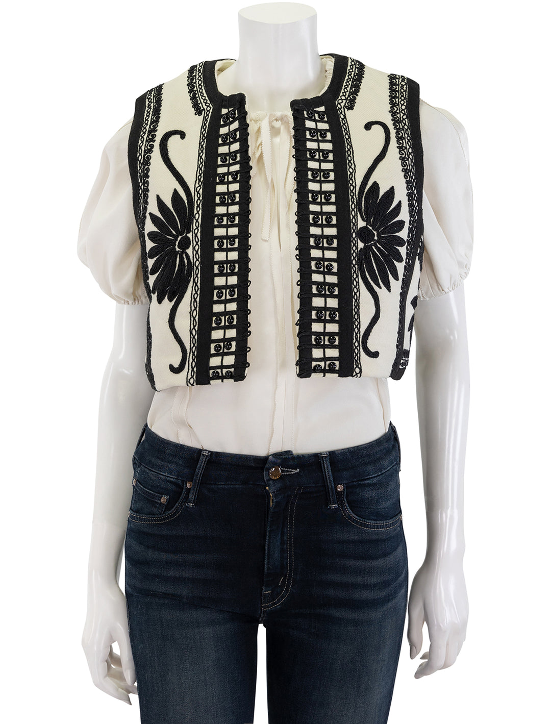 front view of amrose soutace vest in multi