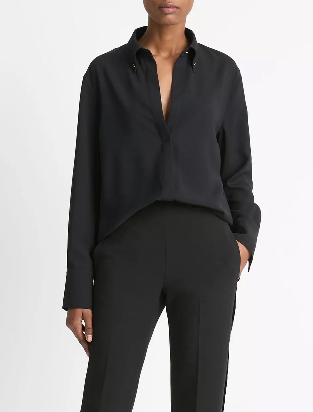 jewel collar point shirt in black