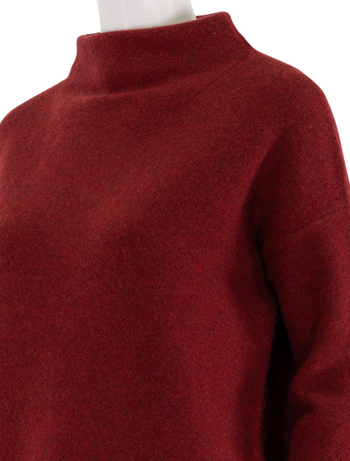 boiled funnel neck pullover in heather ruby ink