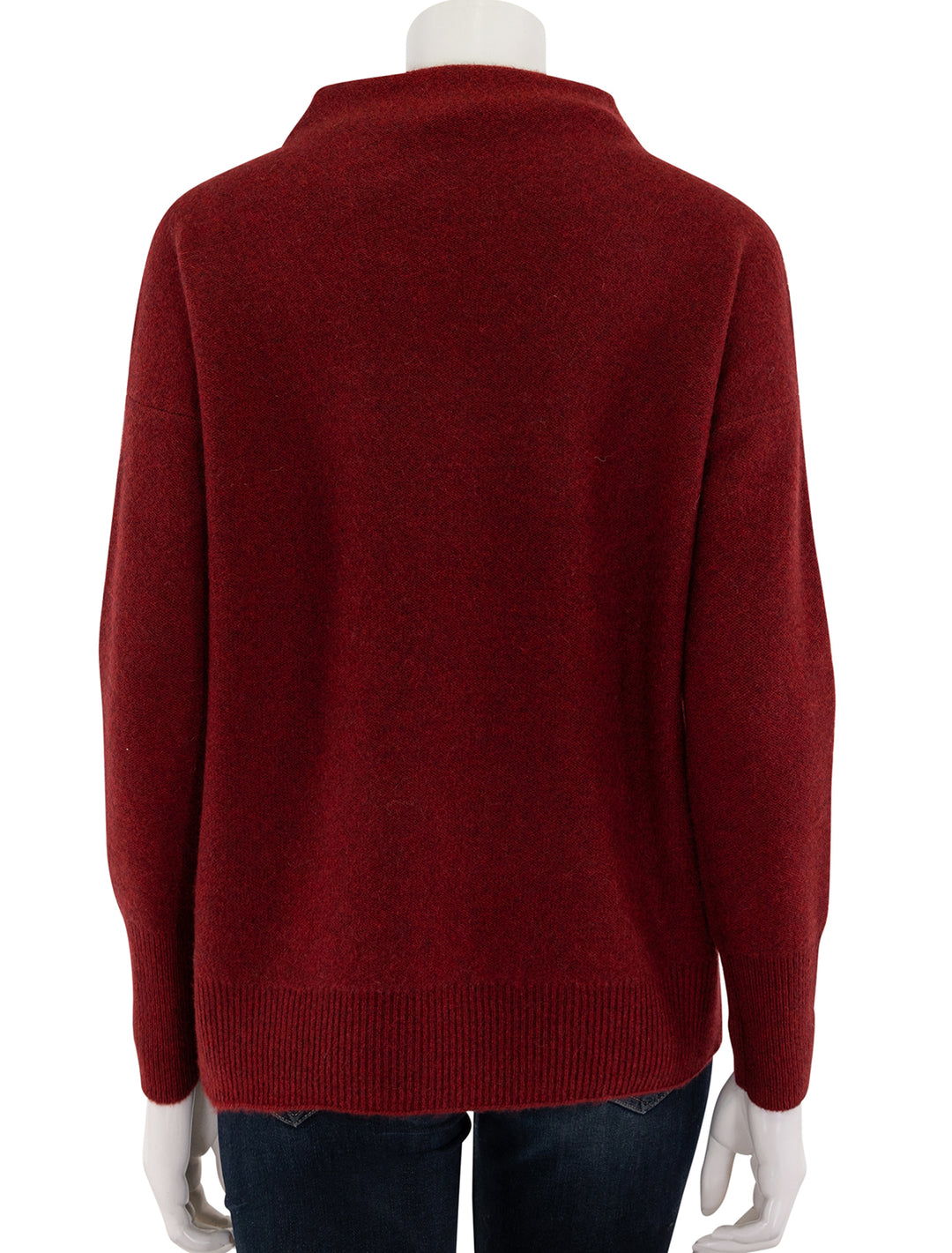 boiled funnel neck pullover in heather ruby ink