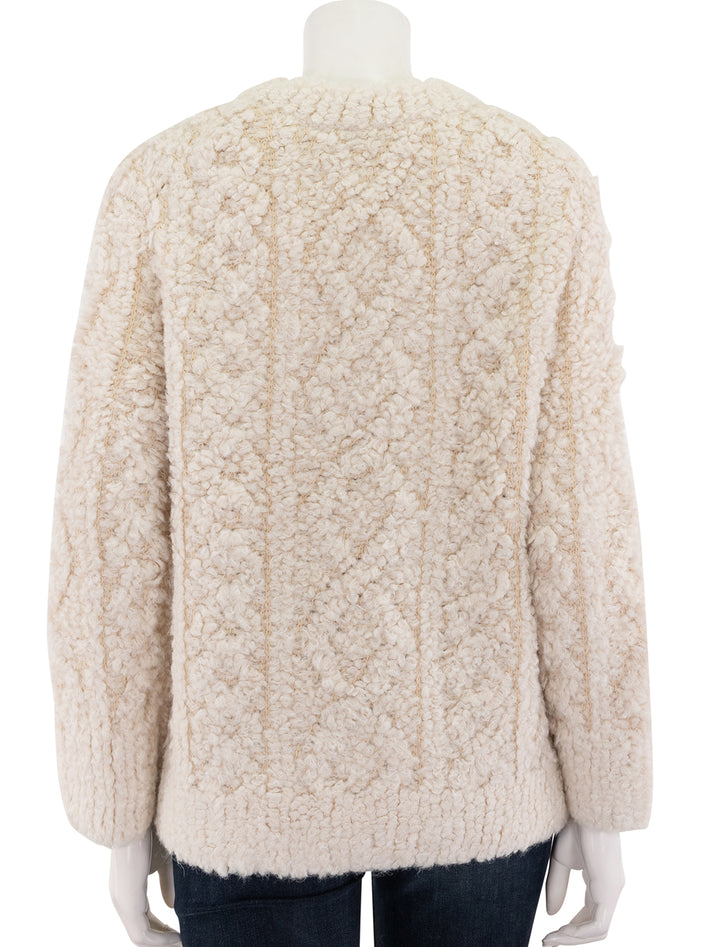 textured loop stitch cable crew neck sweater in off white