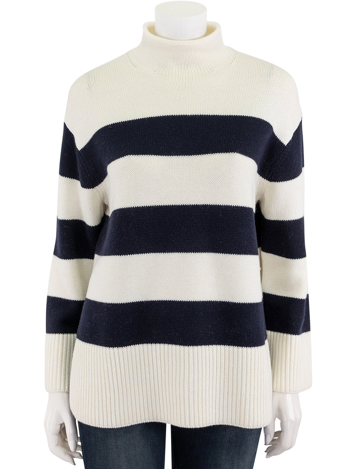 oversized striped roll neck pullover