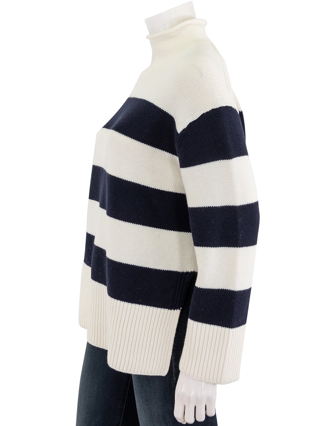 oversized striped roll neck pullover