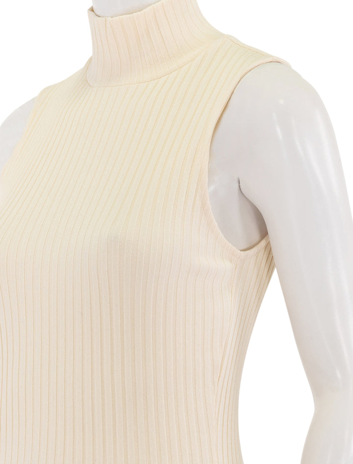 rib sleeveless turtleneck in chalk