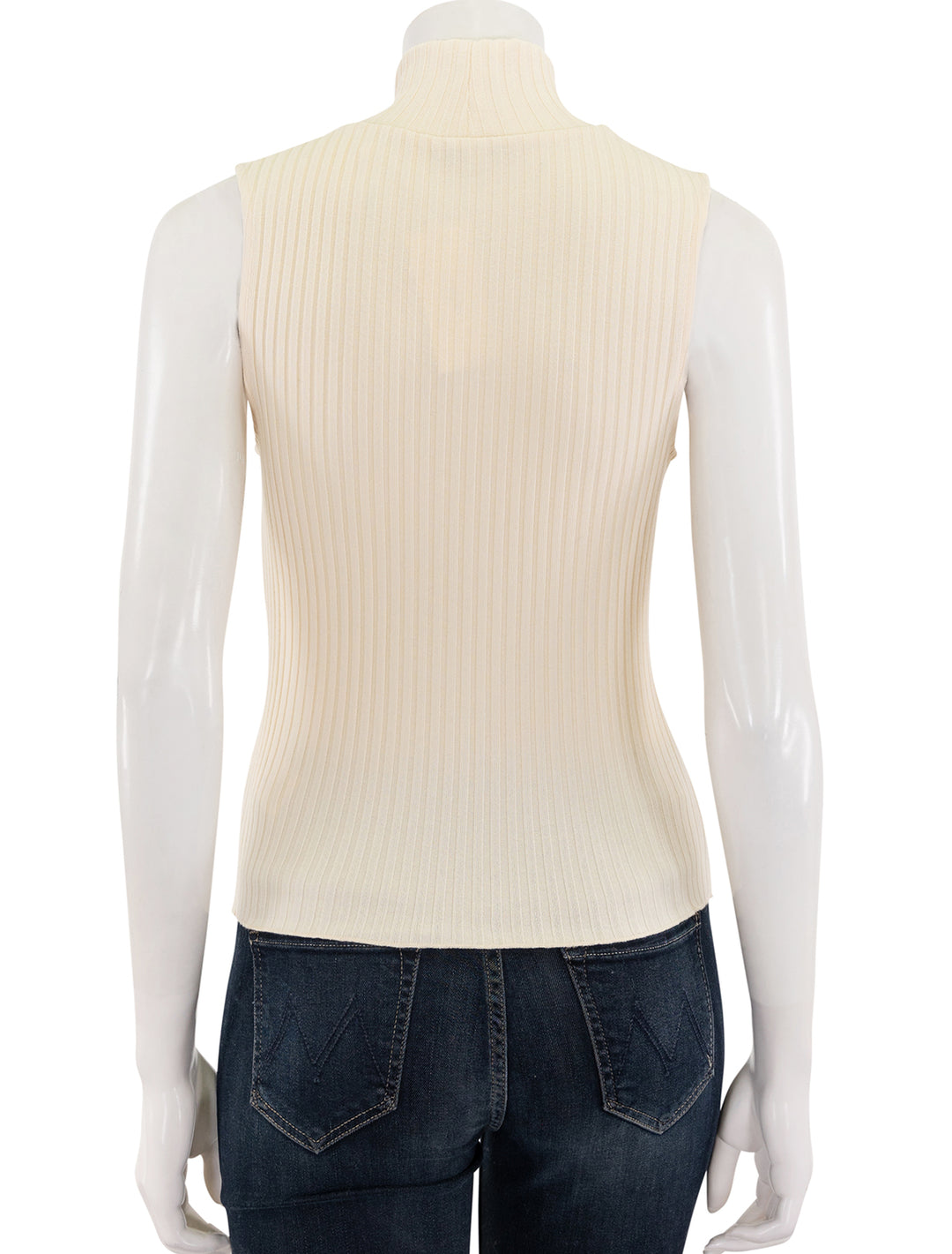 rib sleeveless turtleneck in chalk