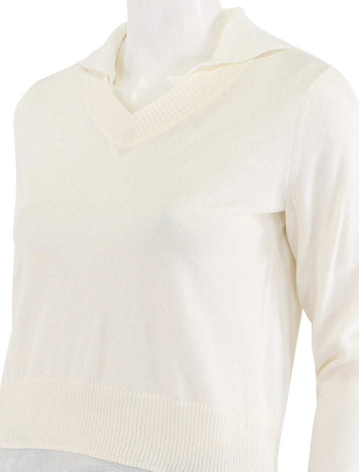 double layer collared pullover in bell and optic white