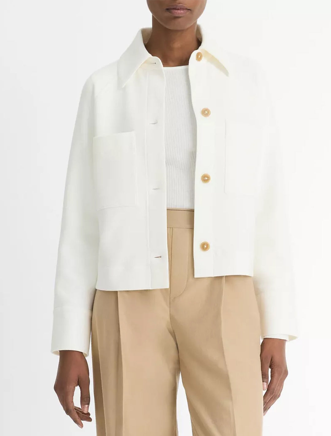 shirt jacket in off white