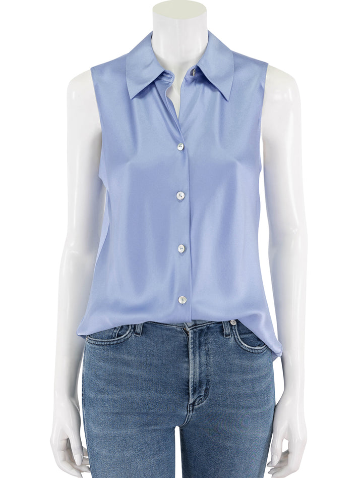 sleeveless bias shirt in pacific opal