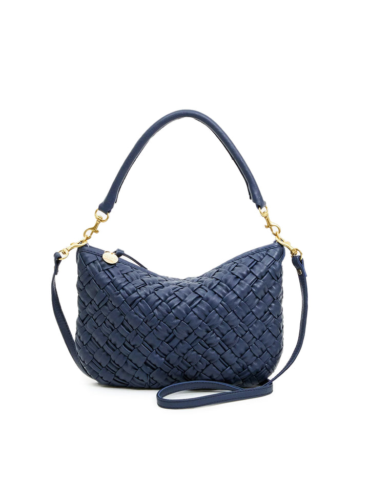 petit moyen messenger in bright navy puffy woven