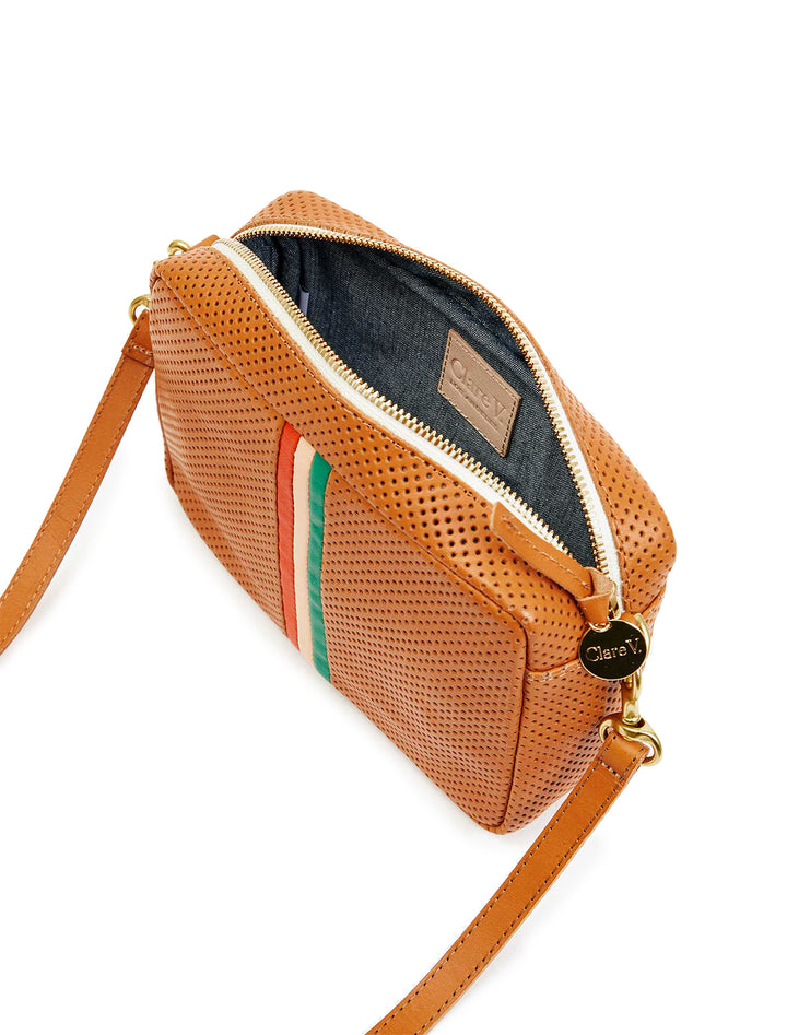 midi sac in cuoio perf with poppy, blush and emerald