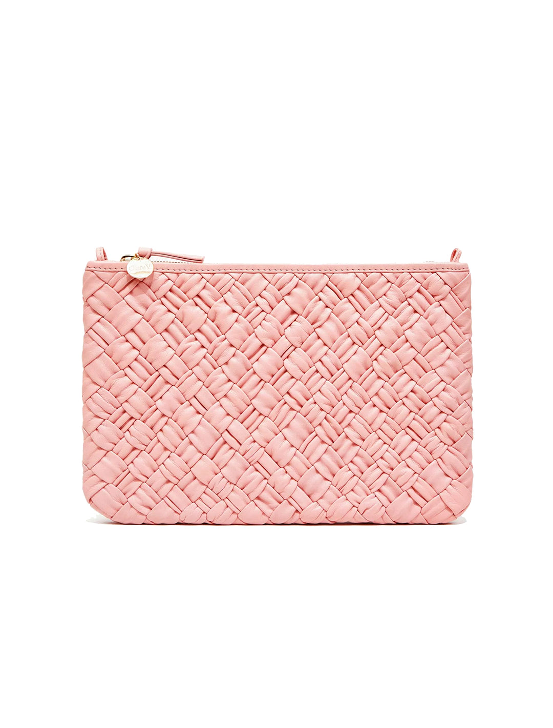 flat clutch in blush puffy woven