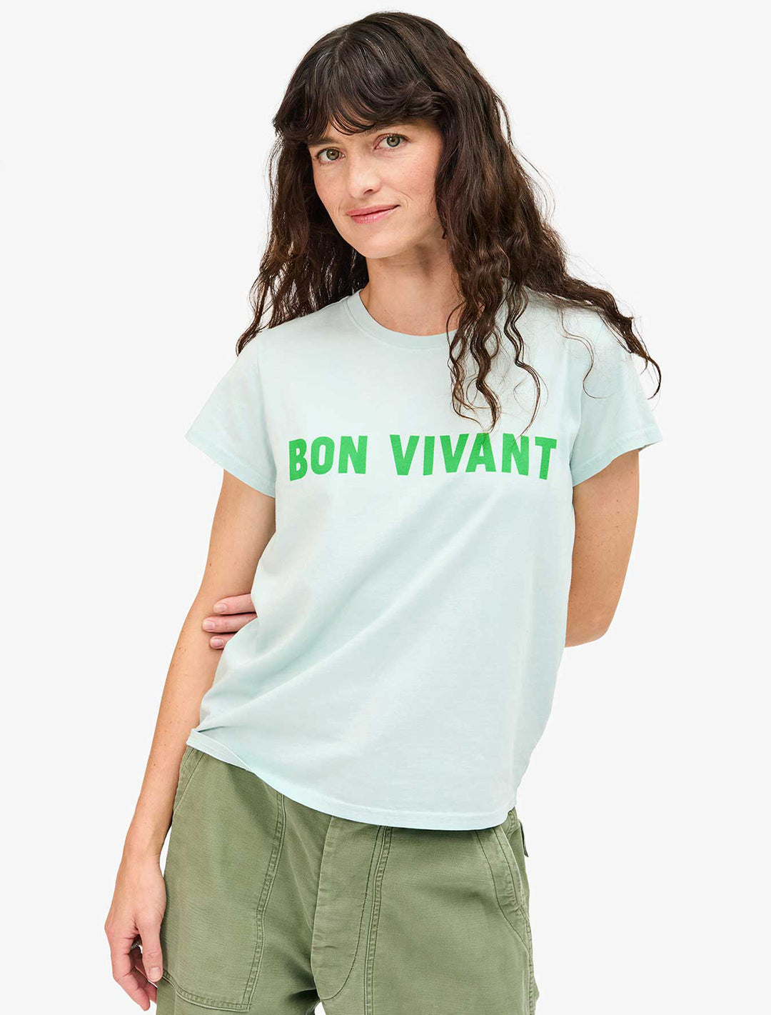 bon vivant classic tee in sky blue and grass