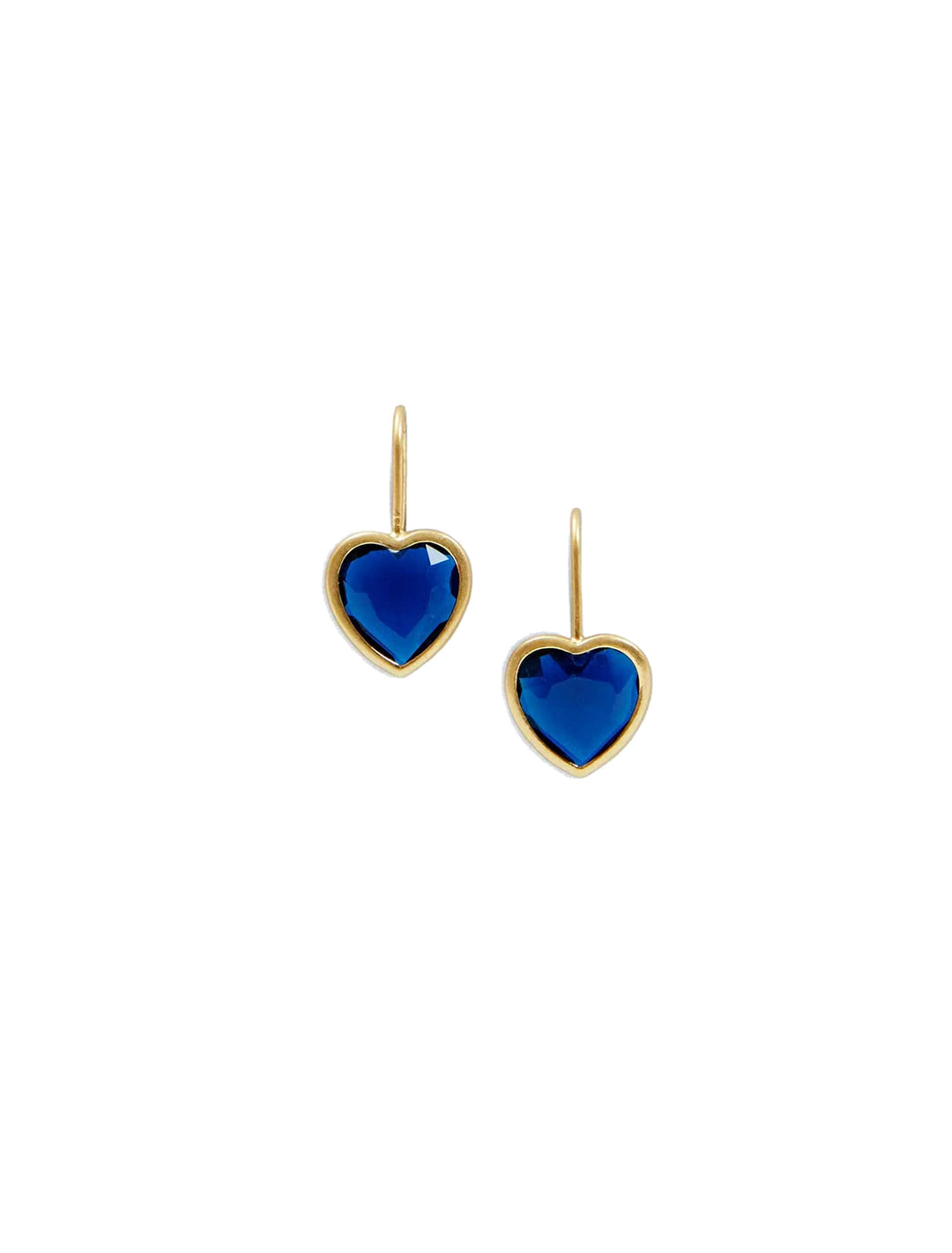 bezel heart earrings in sapphire blue crystal