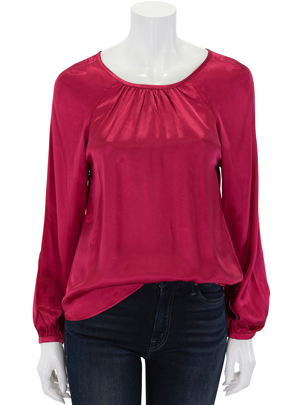 Front view of Nation LTD's eveline raglan top in raspberry jam.