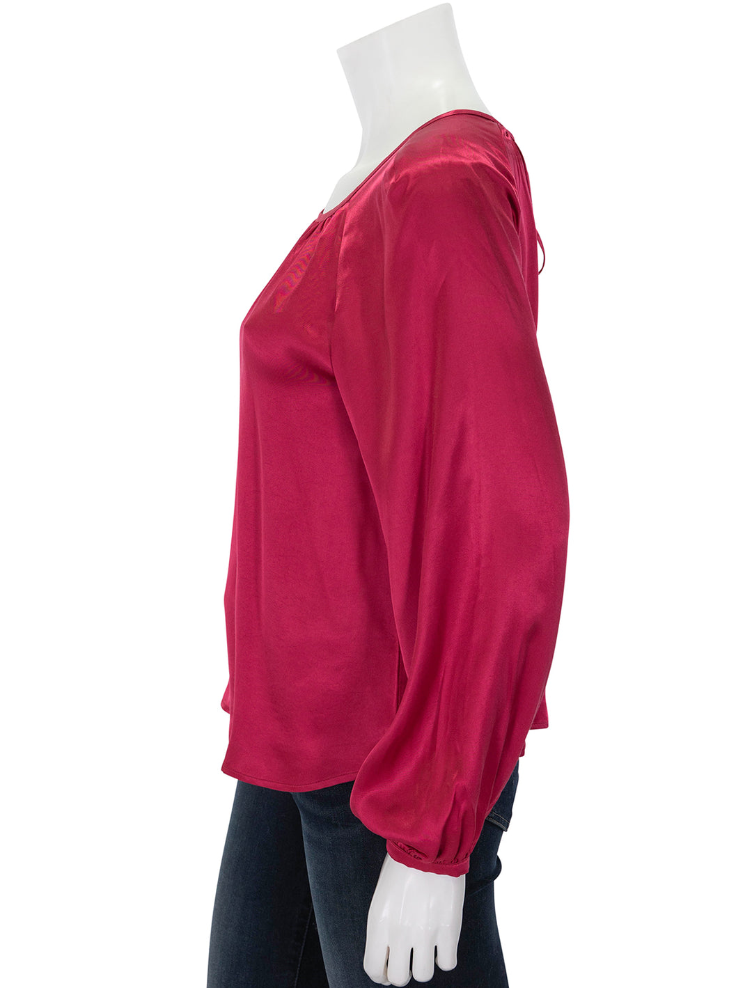 Side view of Nation LTD's eveline raglan top in raspberry jam.