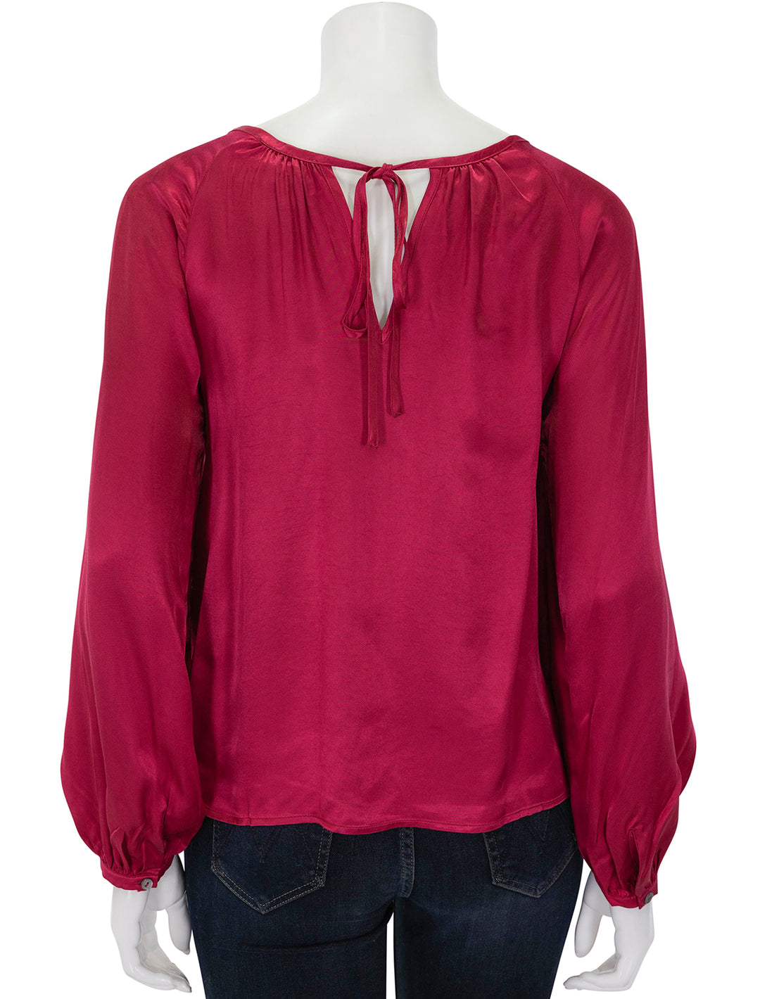 Back view of Nation LTD's eveline raglan top in raspberry jam.