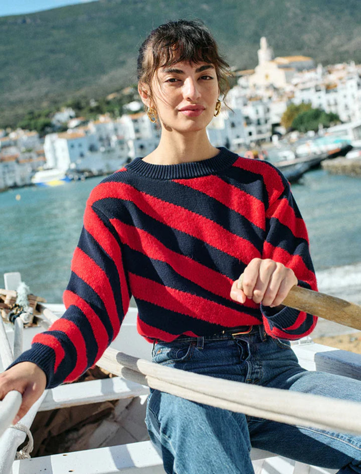 fabienne stripe sweater in red and navy