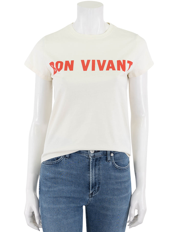 bon vivant classic tee in cream and bright poppy