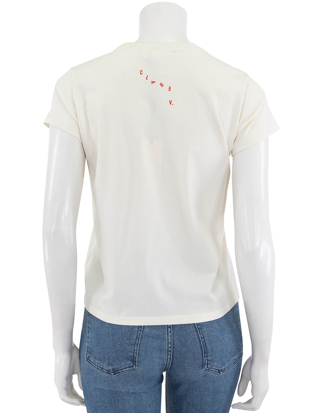 bon vivant classic tee in cream and bright poppy