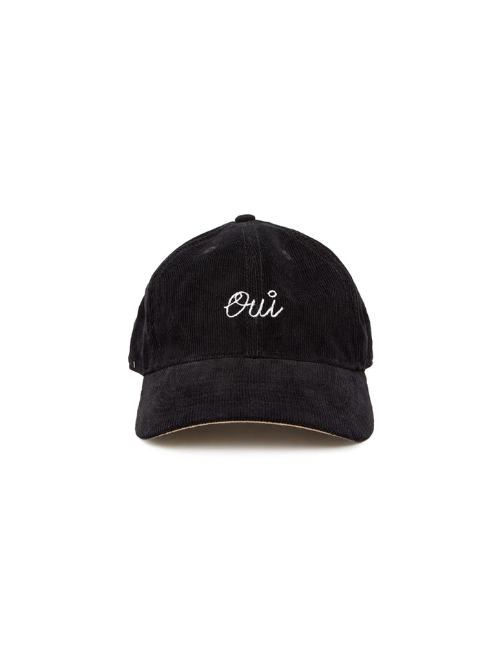 oui baseball hat in black corduroy