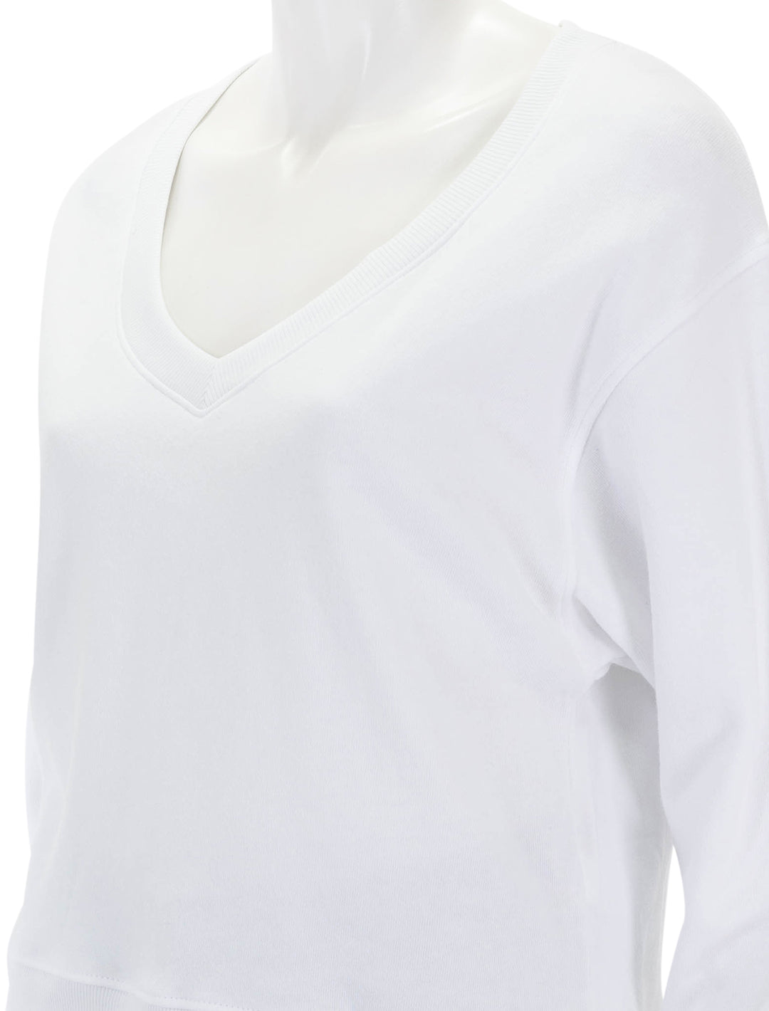 Close-up view of Nation LTD's wyatt oversized vneck in white.