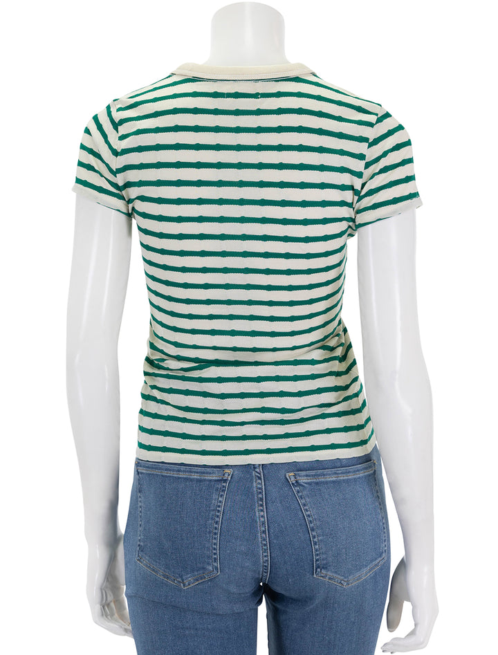 Back view of Nation LTD's laurence shrunken tee in verdant stripe.