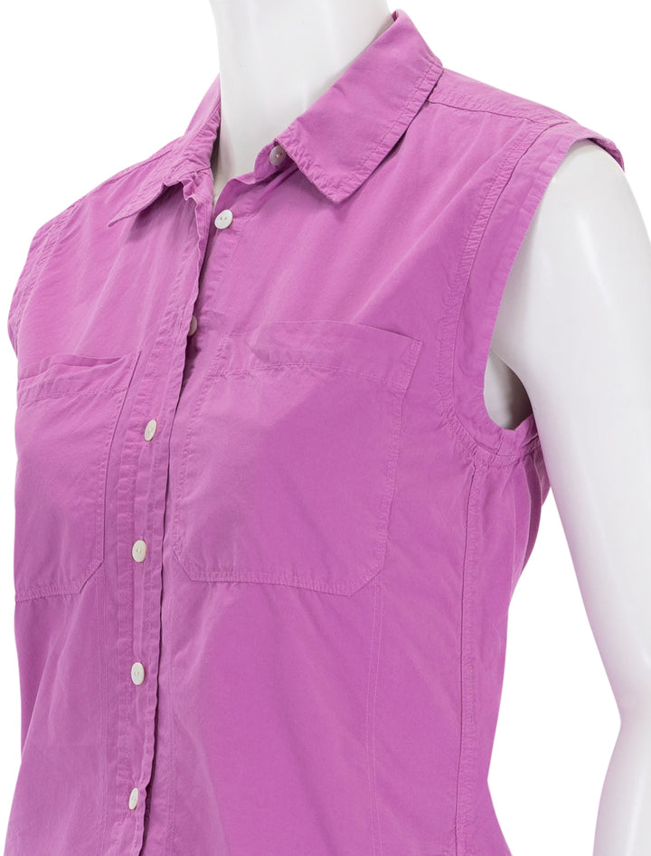 Close-up view of Nation LTD's rylee patch pocket shirt in rosebud.