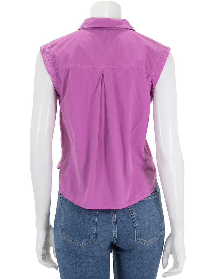 Back view of Nation LTD's rylee patch pocket shirt in rosebud.