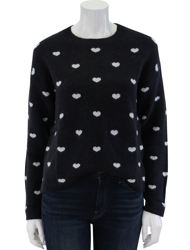 lolly hearts sweater in black and snow