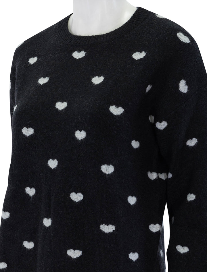 lolly hearts sweater in black and snow