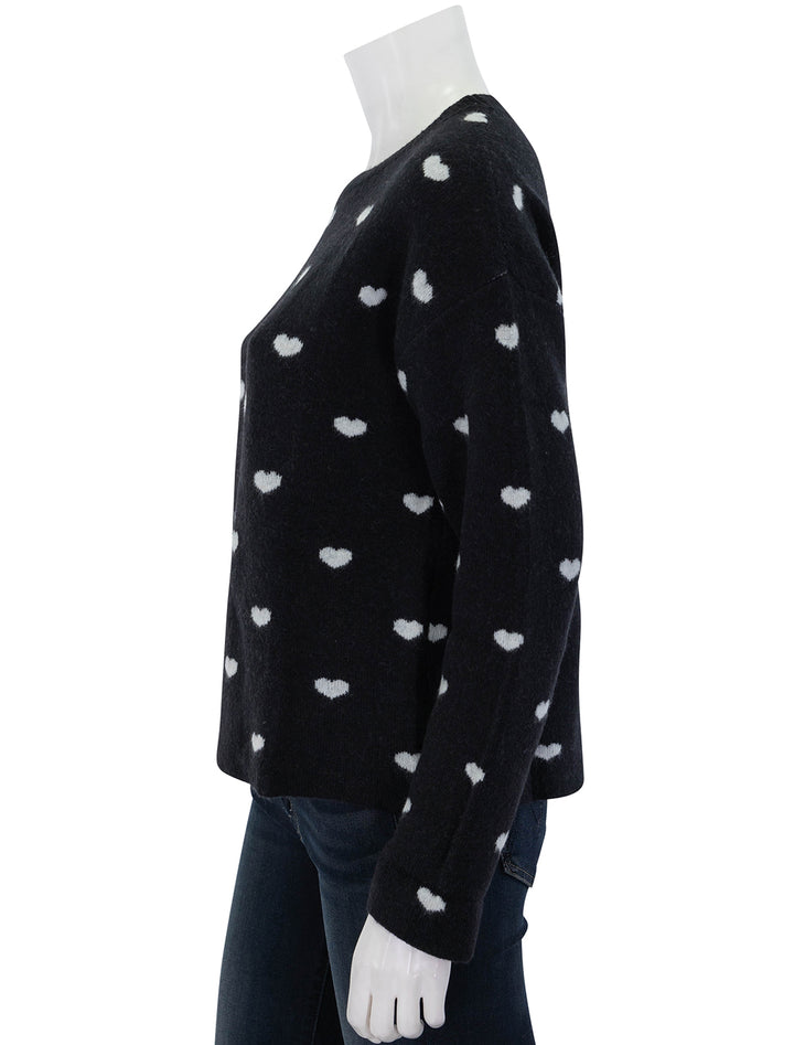 lolly hearts sweater in black and snow