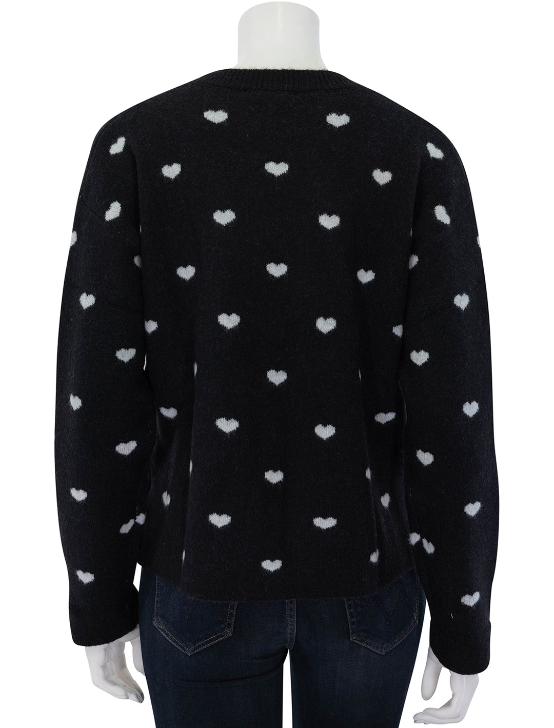 lolly hearts sweater in black and snow