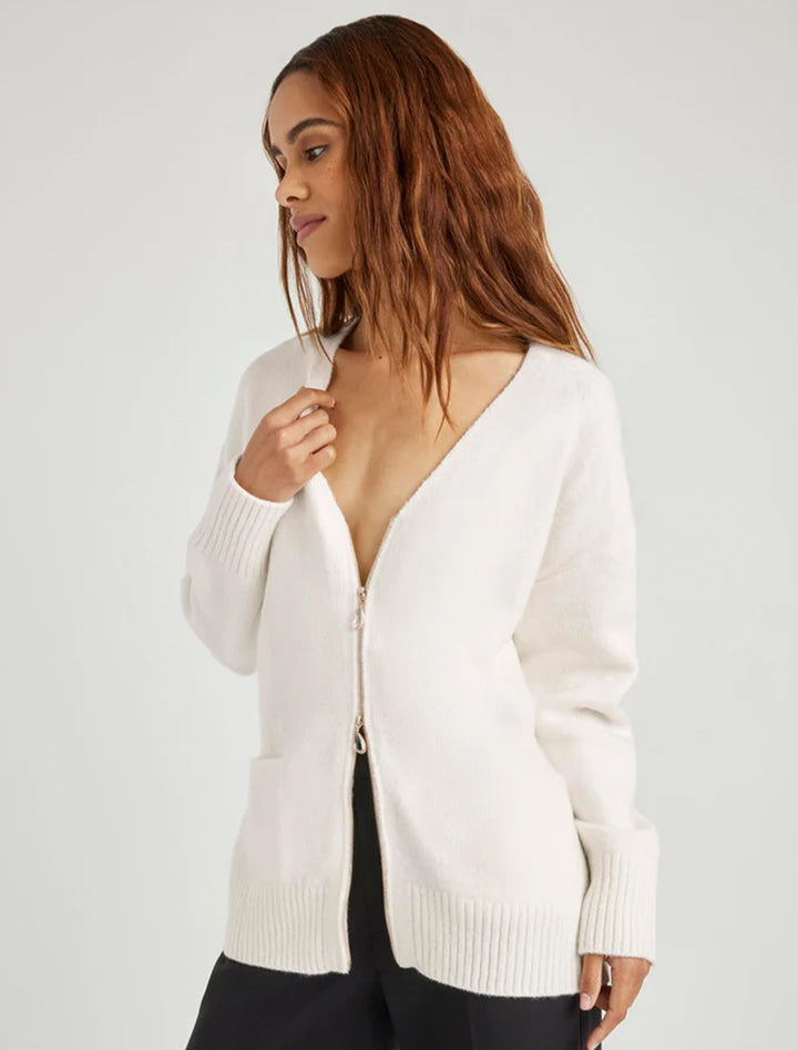 zeena zip cardi in snow