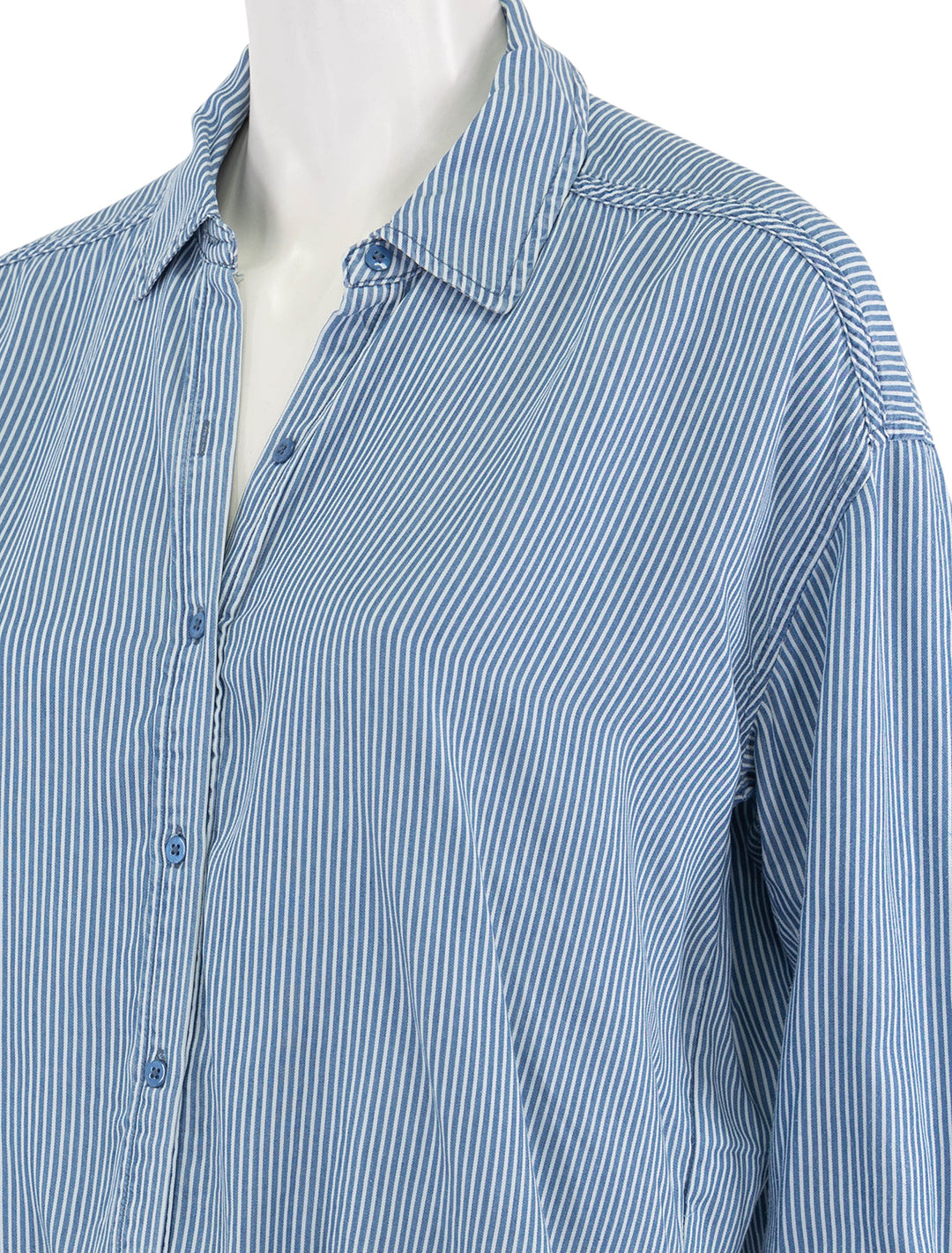 ella button down in ice and navy stripe