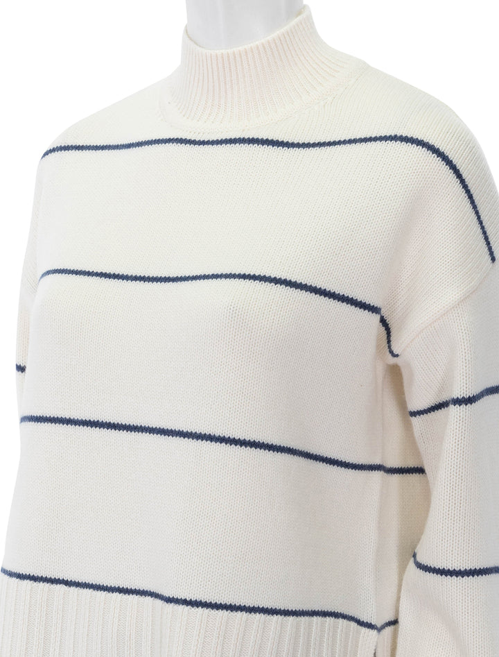 striped mockneck sweater in cream