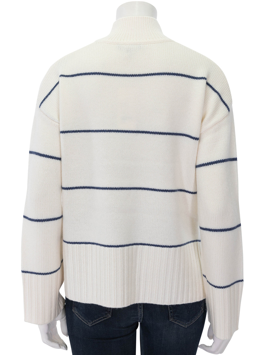 striped mockneck sweater in cream