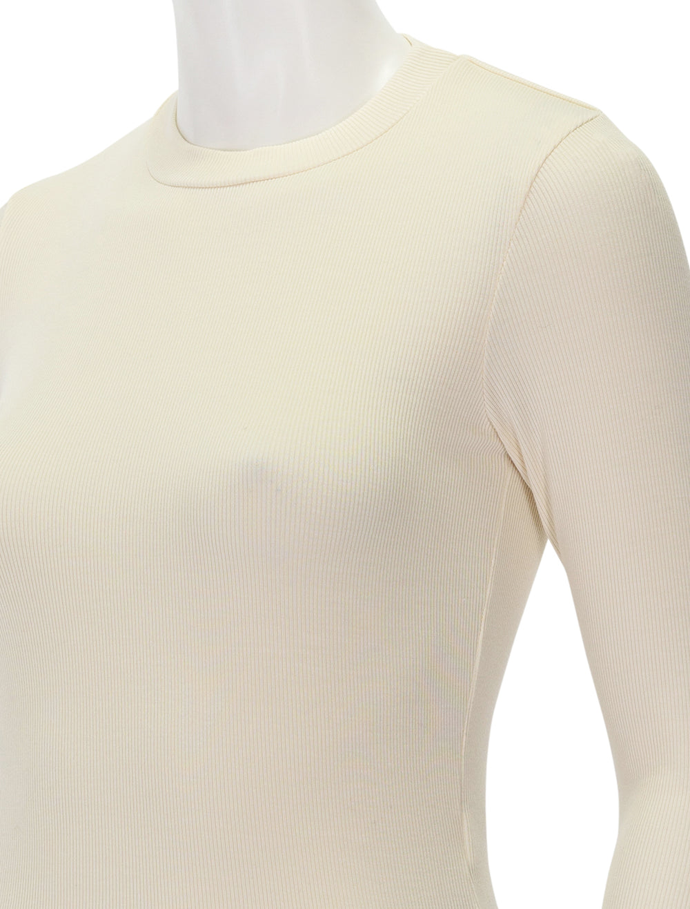 Close-up view of Stateside's fine rib cropped tee in cream.